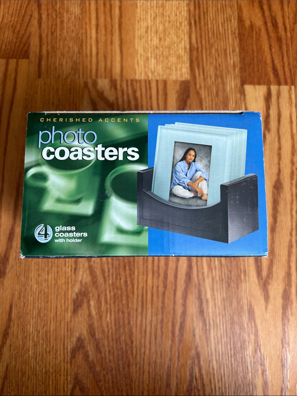 Brand New in Box Cherished Accents Glass Photo Coasters Set of 4 with Holder - Picture 2 of 9